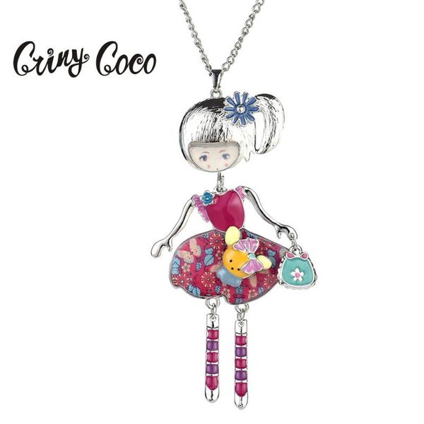 

pendant necklaces vintage doll pendants boho jewelry 2021 women's long alloy chain silver color choker necklace for woman ethnic