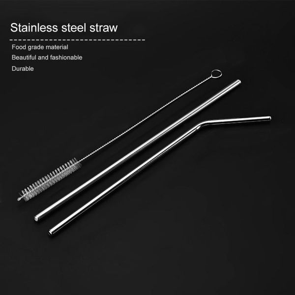 

drinking straws stainless steel straw with brush bends pipe elbow straight tubes stir bar cup mug tableware home kitchen supplies
