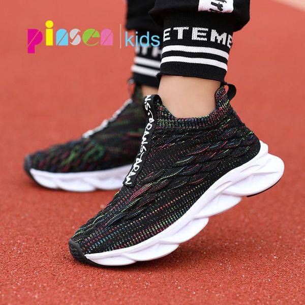 

spring boys sneakers kids shoes boy travel casual sports socks mesh light children's breathable running, Black;red