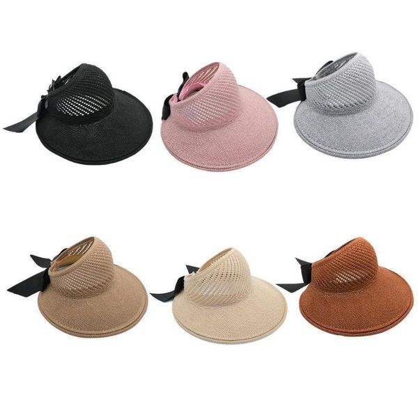 

1pcs outdoor summer female sun hats big brim classic bowknot foldable fashion straw hat casual beach cap for women uv protected, Black;white