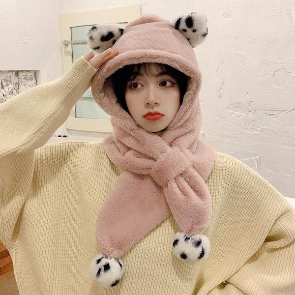 

berets cute cross scarves fake collars hooded scarfs women thicken imnation wool hat scarf set female winter, Blue;gray