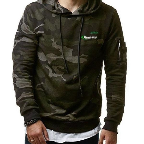 

2021 camouflage hoodies men sweater motorcycle fit for kawasaki men's camo military sports outdoor clothing, Black;green