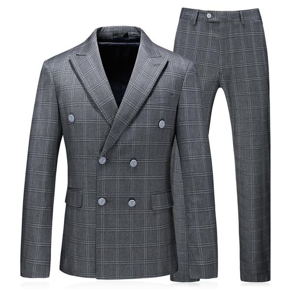 

& blazers plyesxale double breasted suit men men's plaid suits 5xl plus size light gray wedding tuxedo 3 piece mens formal wear q3861 j, White;black