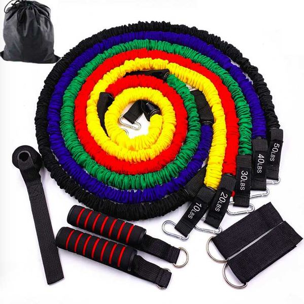 

webbing cloth cover anti-breaking tension rope 11-piece latex device set muscle training elastic resistance bands