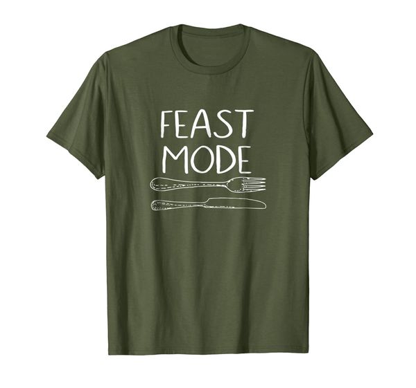 

thanksgiving feast mode fork and knife utensil t-shirt, White;black