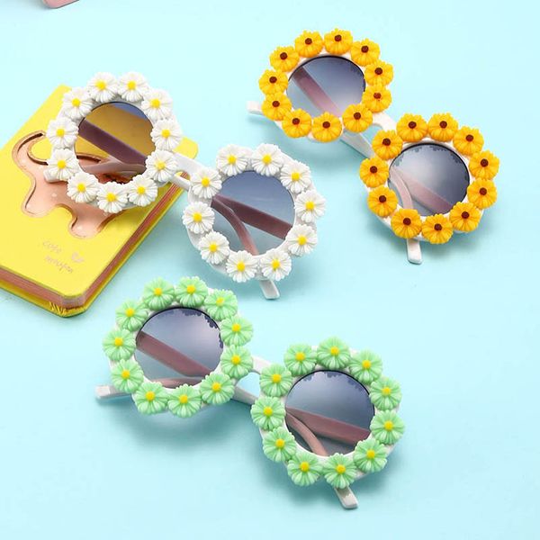 

children's sunglasses girls boys beach protective uv400 ultraviolet-proof kids accessories diy baby glasses flower princess b6935, Blue