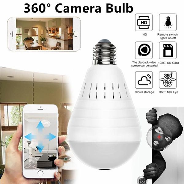 

mini cameras e27 ip camera 360Â° panoramic 960p wifi wireless light bulb home security video surveillance version two way audio