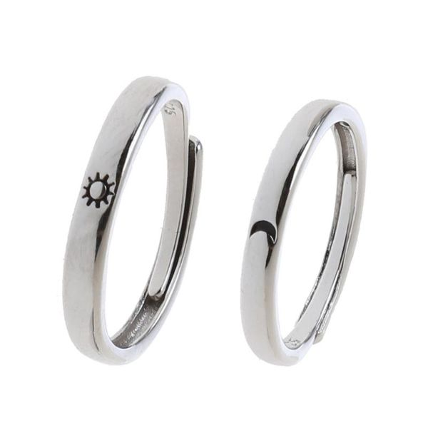 

cluster rings 2pcs sun and moon lover couple set promise wedding bands for him her, Golden;silver