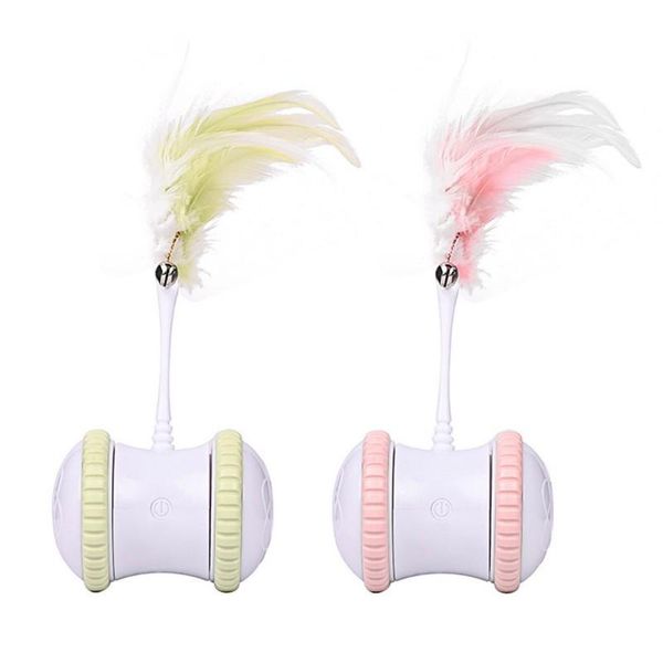 

cat toys automatic electric smart toy with wheels colorful feather funny interactive training rotating mode for dog k
