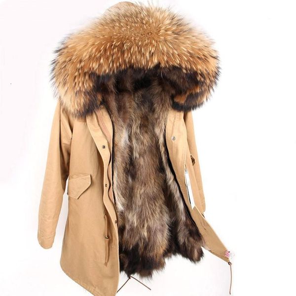 

men's down & parkas men real fur parka with removable raccoon liner hood winter long warm coat jacket jiec, Black