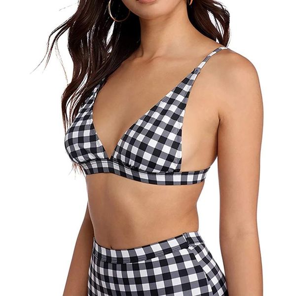 

women's swimwear 2021 bikini swimsuit striped printing women high waist bathing suit beach wear, White;black