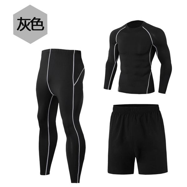 

sportswear, basketball men's tracksuits 3-piece fitness suit, male, Gray