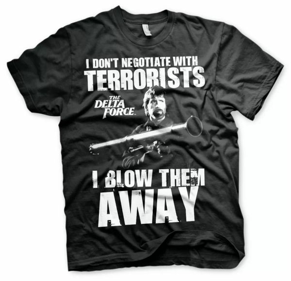 

the delta force chuck norris negotiate official man shirt, White;black