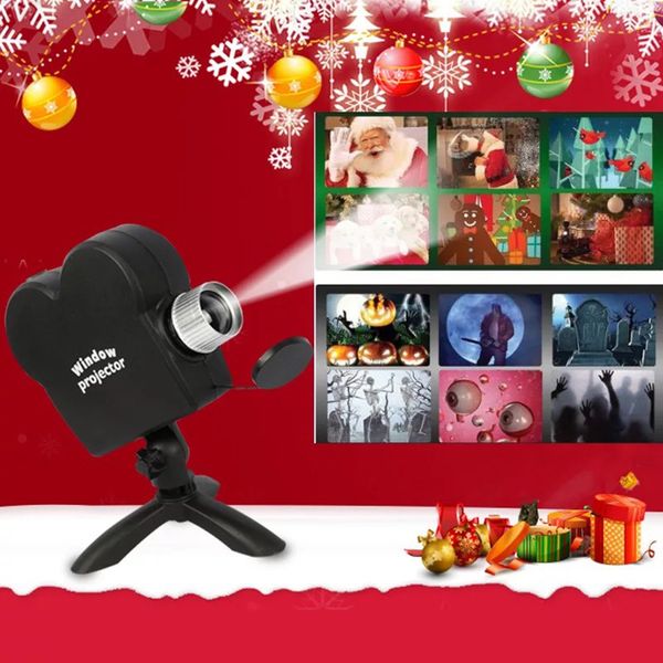 Cadılar Bayramı Noel için Pencere Projektör Wonderland Lamba 12 Film Sistemi Ekran Lazer DJ Sahne Işık Kapalı Açık Noel Spot Işıkları Parti Favor