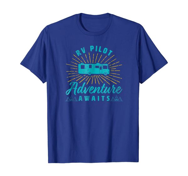 

rv pilot t-shirt adventure awaits road trip camping shirt, White;black