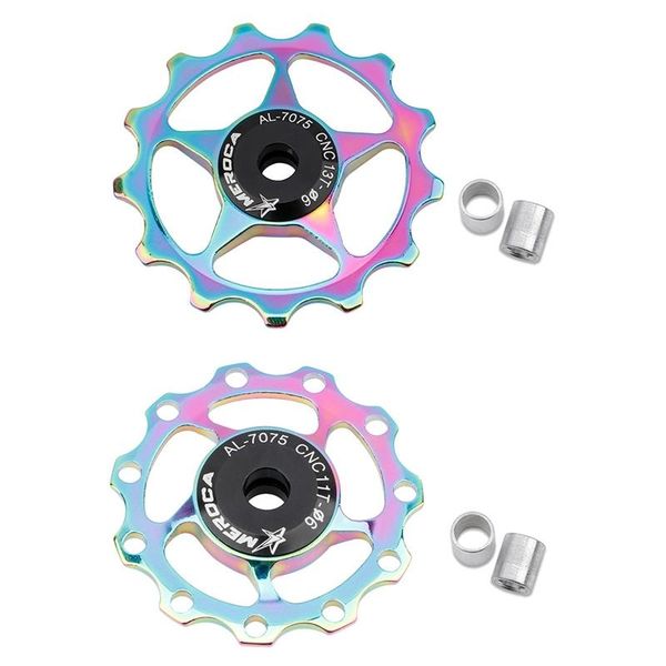 

bike derailleurs meroca mtb mountain aluminum alloy colorful jockey wheel bicycle rear derailleur guide pulley steel bearing