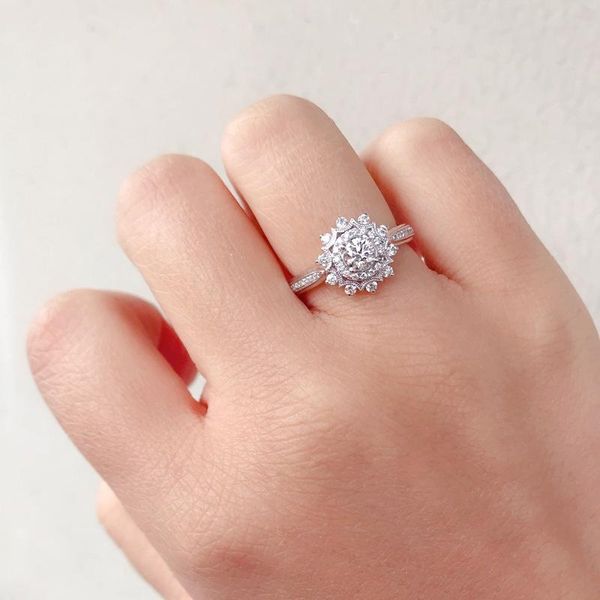 

wedding rings double fair adjustable sunflower for women cubic zircon color christmas gift jewelry wholesale kar096, Slivery;golden