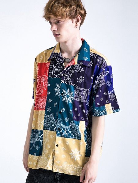 

men single breasted paisley print shirt s4dy#, White;black