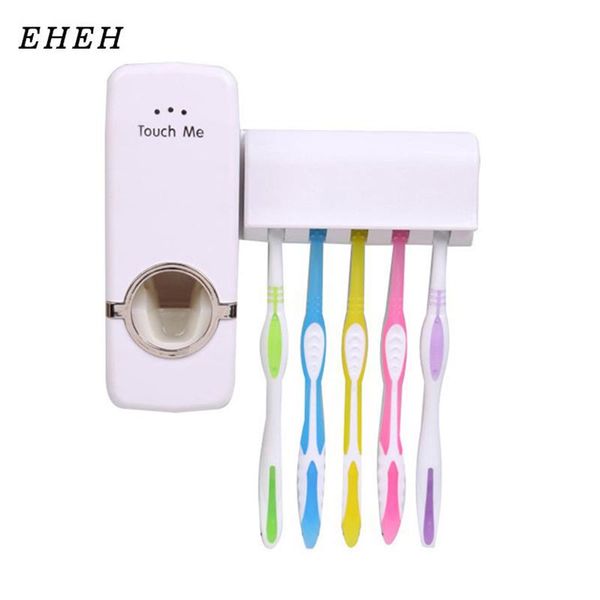 

bathroom shelves eheh toothbrush holder automatic toothpaste dispenser set 5 slots stand home wall mounted rack