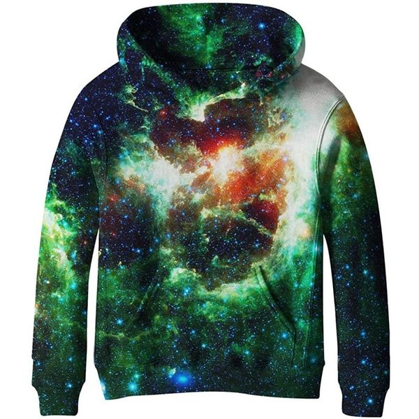 

nebula pattern novelty hoodie boys and girls 3d printing pullover hooded sweater with pocket 100-160, Black