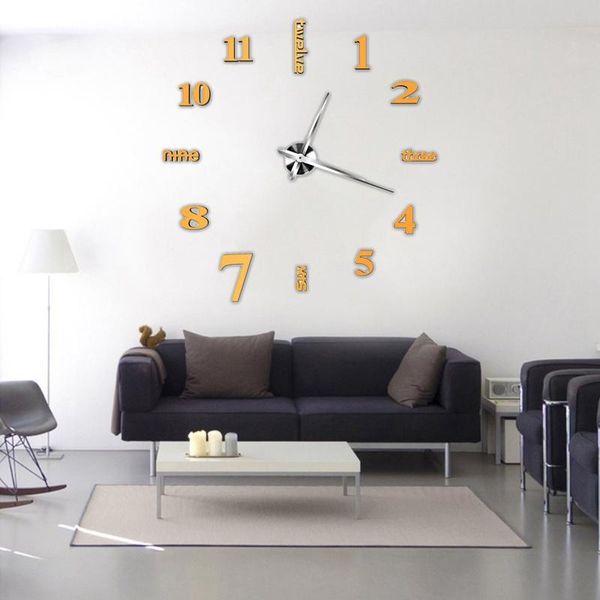 

wall clocks 3d diy clock modern design large acrylic home sticker room decor on the numbers