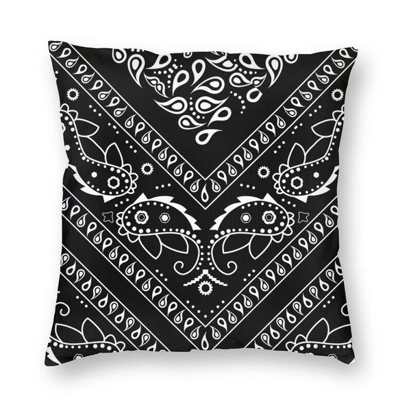 

cushion/decorative pillow black bandana pattern cushion cover double side 3d printing paisley floor case for sofa pillowcase decoration