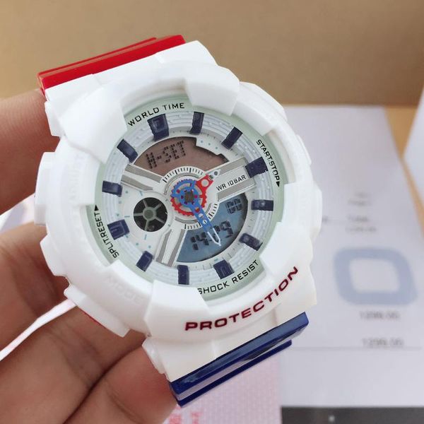 

wristwatches leisure sports watch female g110 led electronic dual display hands-on lift light baby multifunction male, Slivery;brown