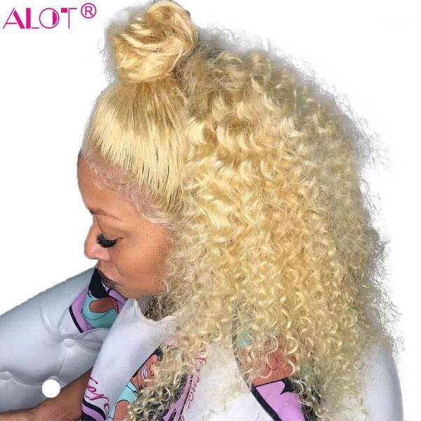 

blonde 13x4 lace bob wigs 150% brazilian kinky curly remy front short human hair wig pre plucked with baby hair1, Black;brown