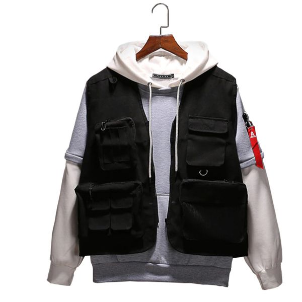 

men's casual vt, military tactical vt for hunting, pgraphy and fishing, multi pocket, Black;white