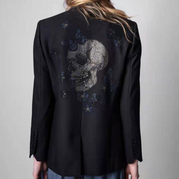 

women's suits & blazers skull coat for women, fashion jacket caub, White;black