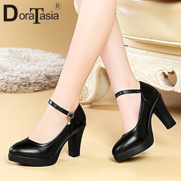 

dress shoes doratasia ladies daily elegant shallow ankle strap pumps cool office platform women fashion high heels woman, Black