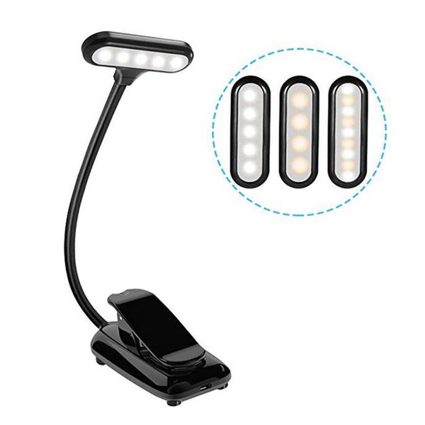 

book lights led reading light rechargeable usb lamp night 3 brightness modes table desk bedside lantern clip