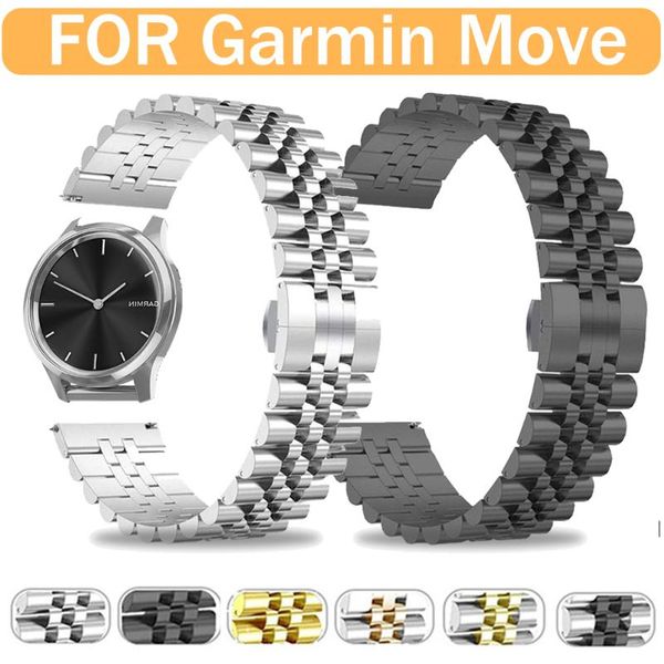 

watch bands metal wrist strap for garmin move luxe style samsung move3 stainless steel band bracelet watchband, Black;brown
