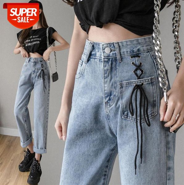 

women's high-waist straight-leg jeans loose and thin hyun ya-style nine-point wide-leg pants small #vr4r, Black;gray