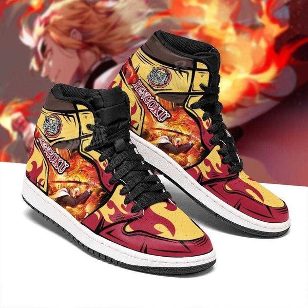 

shoes demon rengoku slayer boots anime sneakers fan gift idea