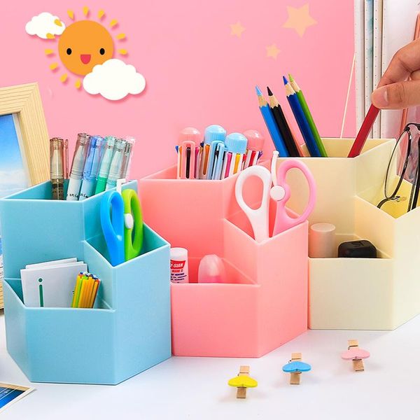 

plastic desk pen holder large capacity deskorganizer container pencil makeup storage box stationery school office supplies baskets
