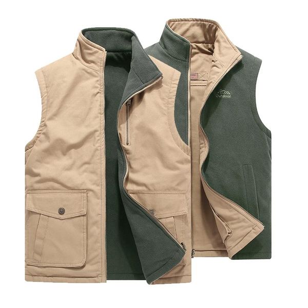 

men's vests men 2021 double-sided thick sleeveless vest jacket waist coat winter fashion casual warm cotton waistcoat size 8xl, Black;white