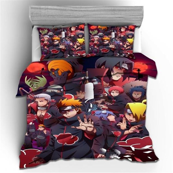 

3d naruto printing cartoon comforter bedding set anime kids duvet cover set  king double bed home housse de couette naruto gift