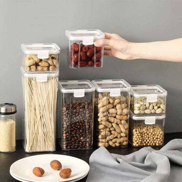 

storage bottles & jars transparet sealed kitchen sugar container containers organizer square dried fruit preservation boxes