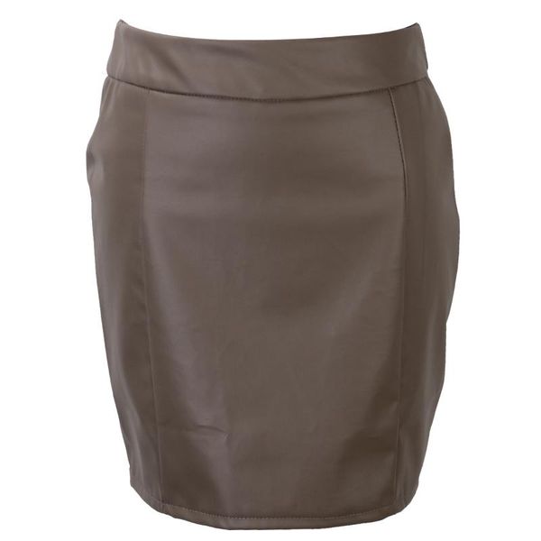 

skirts womens bandage leather high waist pencil bodycon hip short mini skirt, Black