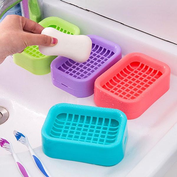 

practical drain soap box grid tray creative plastic washing supplies dishes