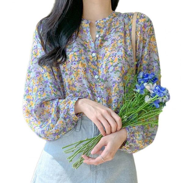 

women's blouses & shirts floral print colorful elegant buttons autumn office shirt long sleeve woman female basis clothing high quality, White