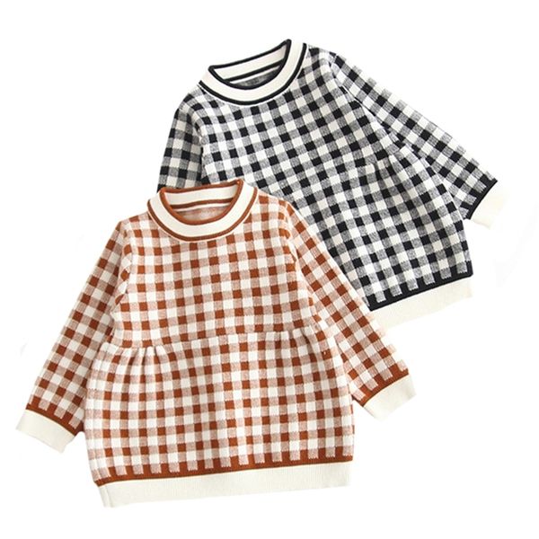 

children spring for girls baby underwear dress kids autumn knitted thick dresses princess clothes 210417, Red;yellow