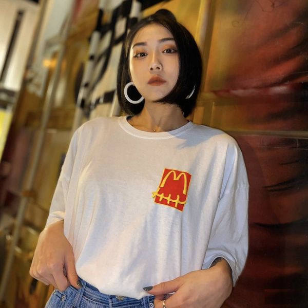 

travis scott m men's t shirt short sleeve ins tide brand wild loose couple men and women t-shirt oversize fashion trendy style, White;black