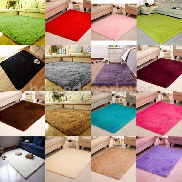 

carpets fluffy rug anti-skid shaggy area home bedroom carpet floor mat 16 colors