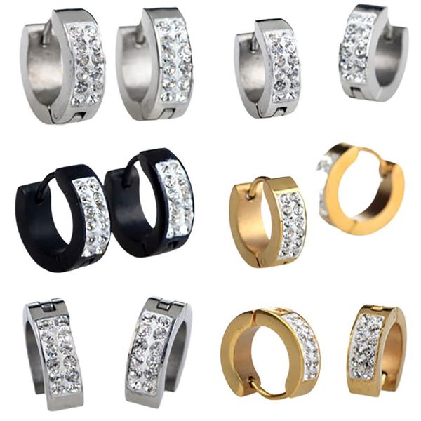 

hoop & huggie titanium steel 2021 vintage gold black silver color small matte circle stud earrings women jewelry steampunk ear studs, Golden;silver