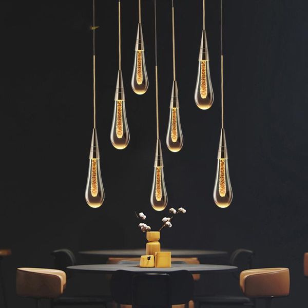 

pendant lamps nordic led crystal lights loft staircase living room hall interior decor villa lamp indoor lighting hanglamp