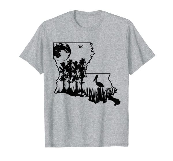

louisiana state swamp scene silhouette t-shirt, White;black