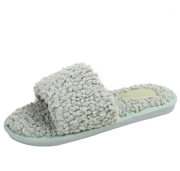 

slippers 2021 selling women platform indoor winter home plush wedge fur slides calzado mujer1, Black