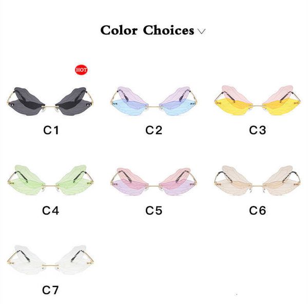 

luxury designer sunglasses 2021 fashion dragonfly women men brand design rimless wave eyewear trending narrow sun glasses 0622, White;black